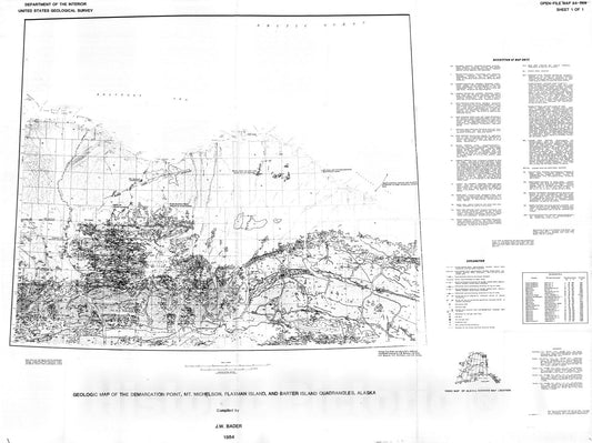 Map : Geologic map of the Demarcation Point, Mt. Michelson, Flaxman Island, and Barter Island quadrangles, Alaska, 1984 Cartography Wall Art :