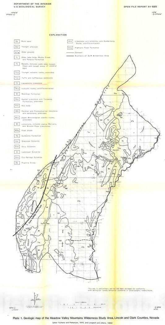 Map : Reconnaissance geochemical assessment of the Meadow Valley Mountains Bureau of Land Management Wilderness (NV-050-156), , 1984 Cartography Wall Art :