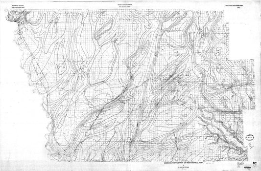 Map : Bedrock topography of west-central Iowa, 1984 Cartography Wall Art :
