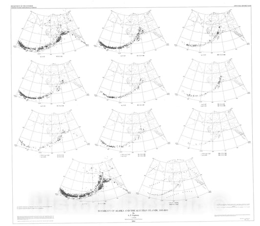 Map : Seismicity of Alaska and the Aleutian Islands, 1960-1983, 1984 Cartography Wall Art :