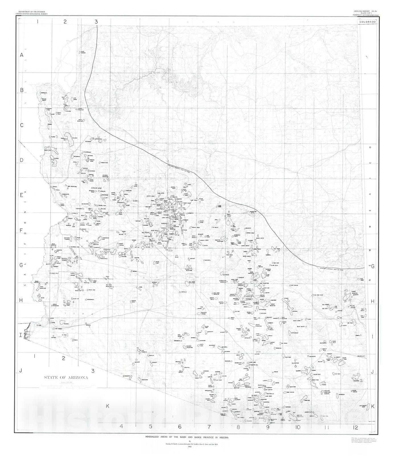 Map : Map description and bibliography of the mineralized areas of the Basin and Range Province in Arizona, 1984 Cartography Wall Art :