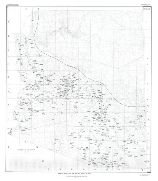Map : Map description and bibliography of the mineralized areas of the Basin and Range Province in Arizona, 1984 Cartography Wall Art :