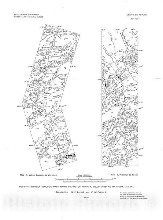 Map : Regional bedrock geologic maps along the Dalton Highway, Yukon crossing to Toolik, Alaska, 1982 Cartography Wall Art :