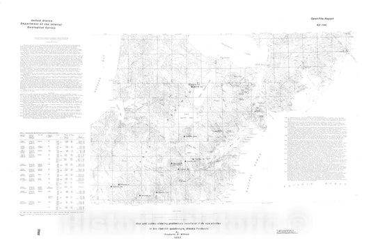 Map : Map and tables showing preliminary results of K-Ar age studies in the Ugashik quadrangle, Alaska Peninsula, 1982 Cartography Wall Art :