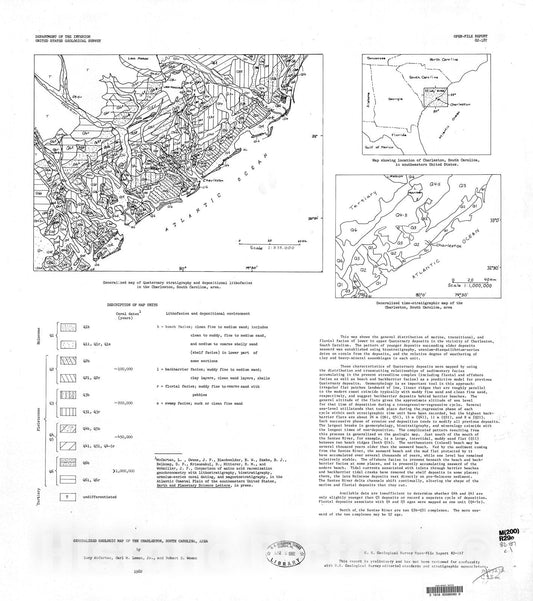 Map : Generalized geologic map of the Charleston, South Carolina, area, 1982 Cartography Wall Art :