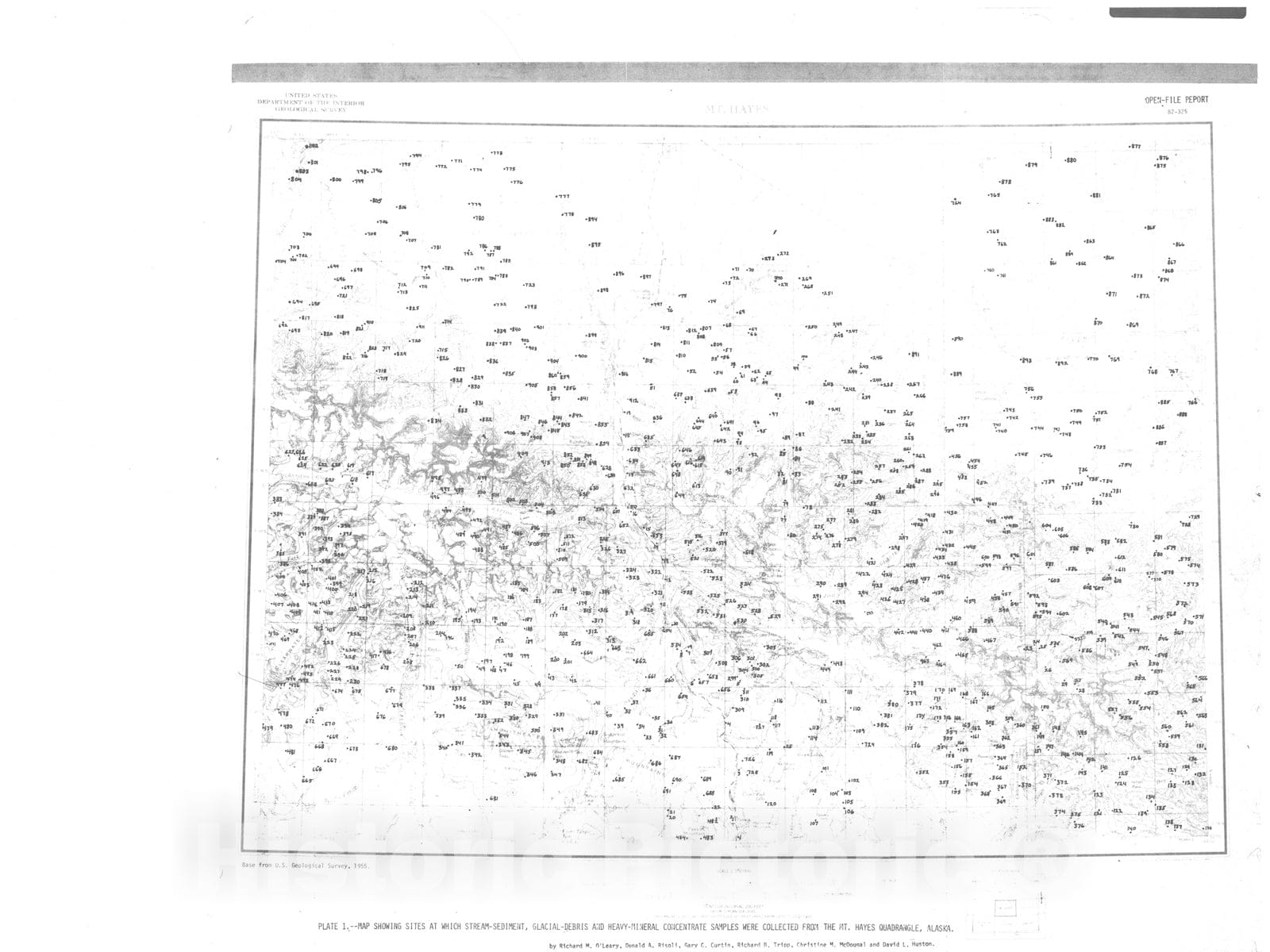 Map : Final analytical results of stream-sediment, glacial debris and nonmagnetic heavy-mineral concentrate samples from Mt. Hayes quadrangle, Alaska, 1982 Cartography Wall Art :