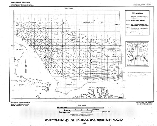 Map : Environmental geology of Harrison Bay, northern Alaska, 1982 Cartography Wall Art :