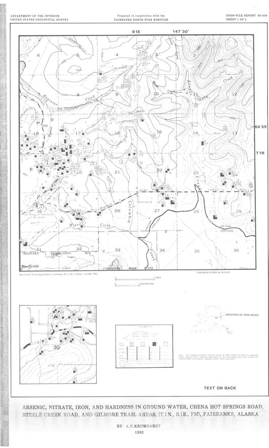 Map : Arsenic, nitrate, iron, and hardness in ground water, Chena Hot Springs Road, Steele Creek Road, and Gilmore Trail areas,, 1982 Cartography Wall Art :