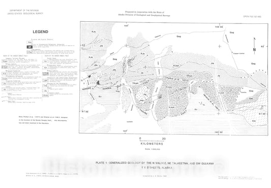 Map : Gravity and aeromagnetic modelling of a large gabbroic body near the Border Ranges fault, southern Alaska, 1982 Cartography Wall Art :