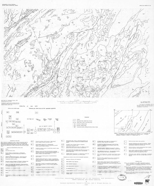 Map : Simplified preliminary geologic map of the Charlotte one degree X two degree quadrangle, North Carolina and South Carolina, one98two Cartography Wall Art :