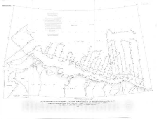 Map : Tracklines of multichannel seismic-reflection data collected in the Beaufort and Chukchi Seas in 1977 for which demultiplexed fiel, 1982 Cartography Wall Art :