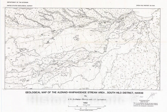 Map : Geologic map of the Alenaio - Waipahoehoe stream area, south Hilo District, Hawaii, 1982 Cartography Wall Art :