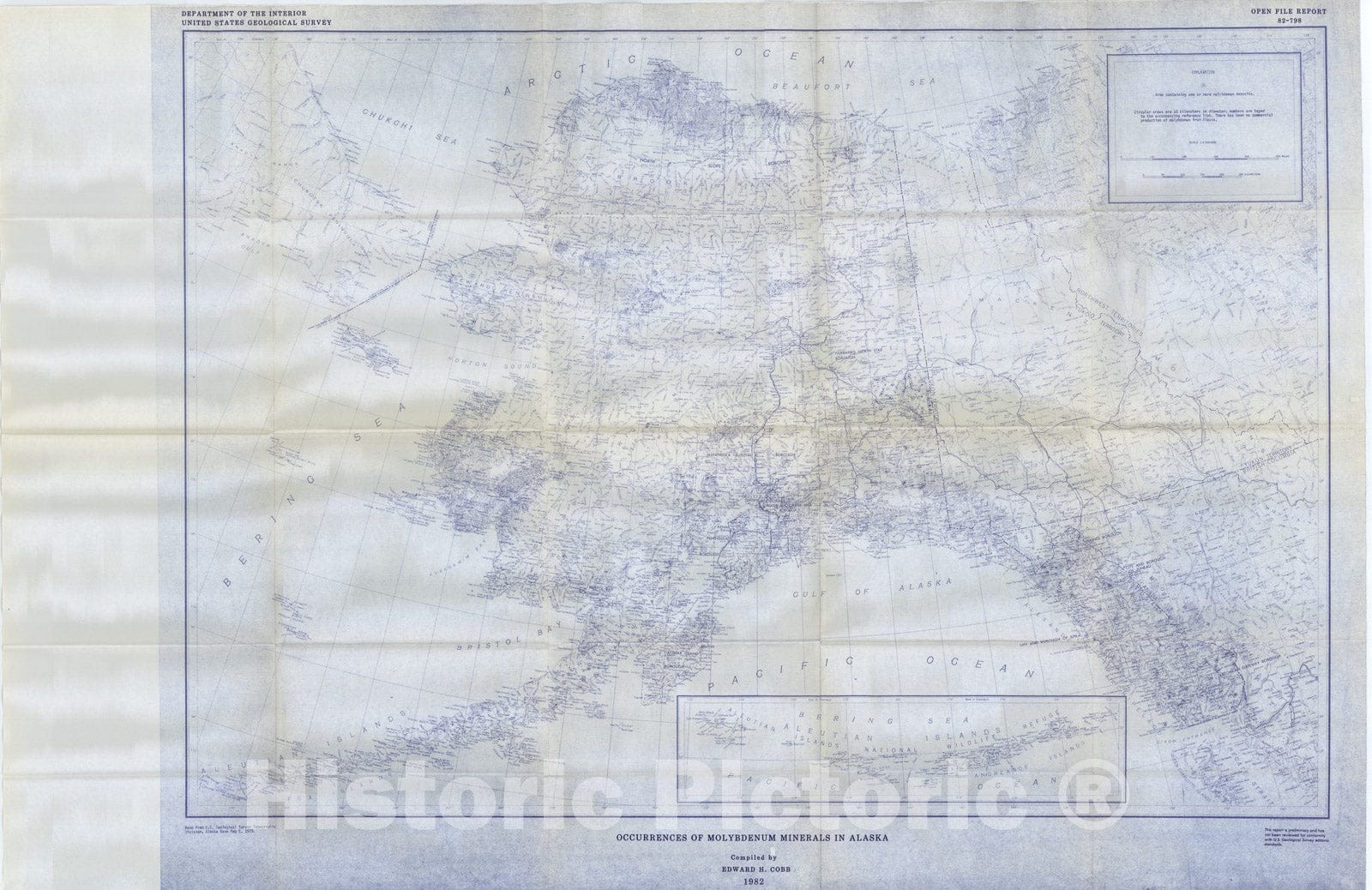 Map : Occurrences of molybdenum minerals in Alaska, 1982 Cartography Wall Art :
