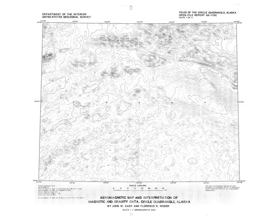 Map : Aeromagnetic map and interpretation of magnetic and gravity data, Circle quadrangle, Alaska, 1983 Cartography Wall Art :
