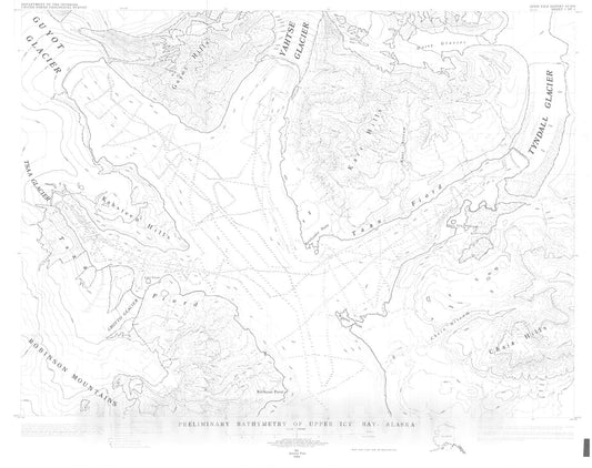 Map : Preliminary bathymetry of upper Icy Bay, Alaska, 1983 Cartography Wall Art :