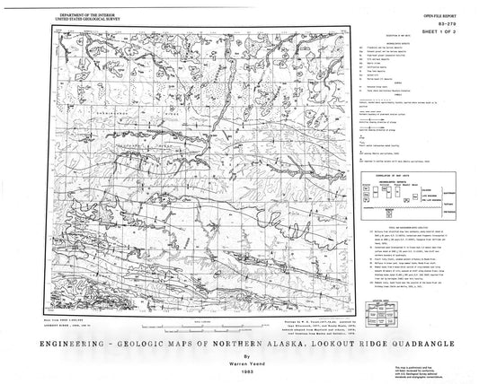 Map : Engineering-geologic maps of northern Alaska, Lookout Ridge quadrangle, 1983 Cartography Wall Art :
