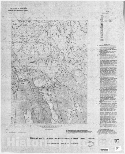 Map : Geologic map of the Pole Canyon quadrangle, Harney County, Oregon, 1983 Cartography Wall Art :