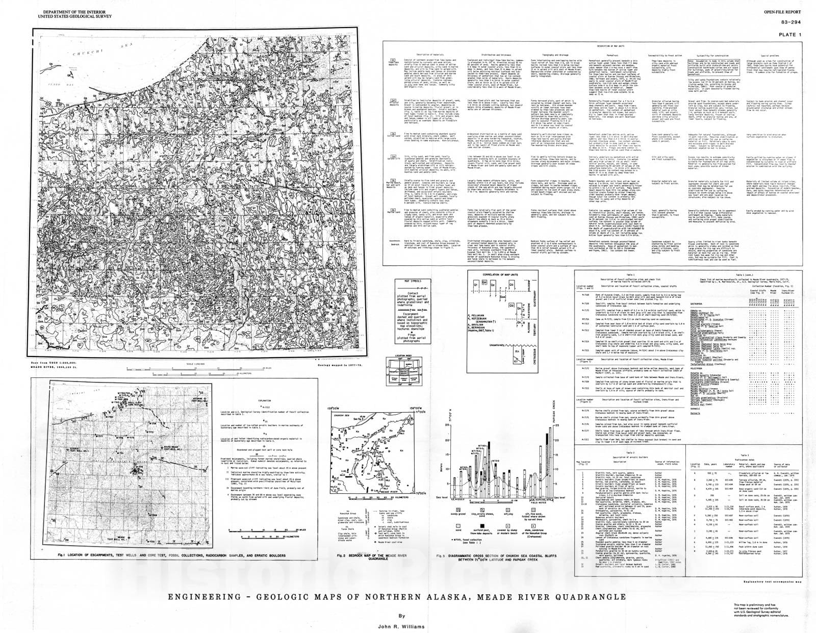 Map : Engineering - geologic maps of northern Alaska, Meade River quadrangle, 1983 Cartography Wall Art :