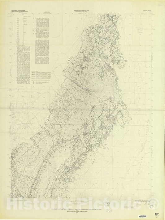Map : Preliminary geologic map of the Spruce Mountain four quadrangle, Elko County, Nevada, 1983 Cartography Wall Art :