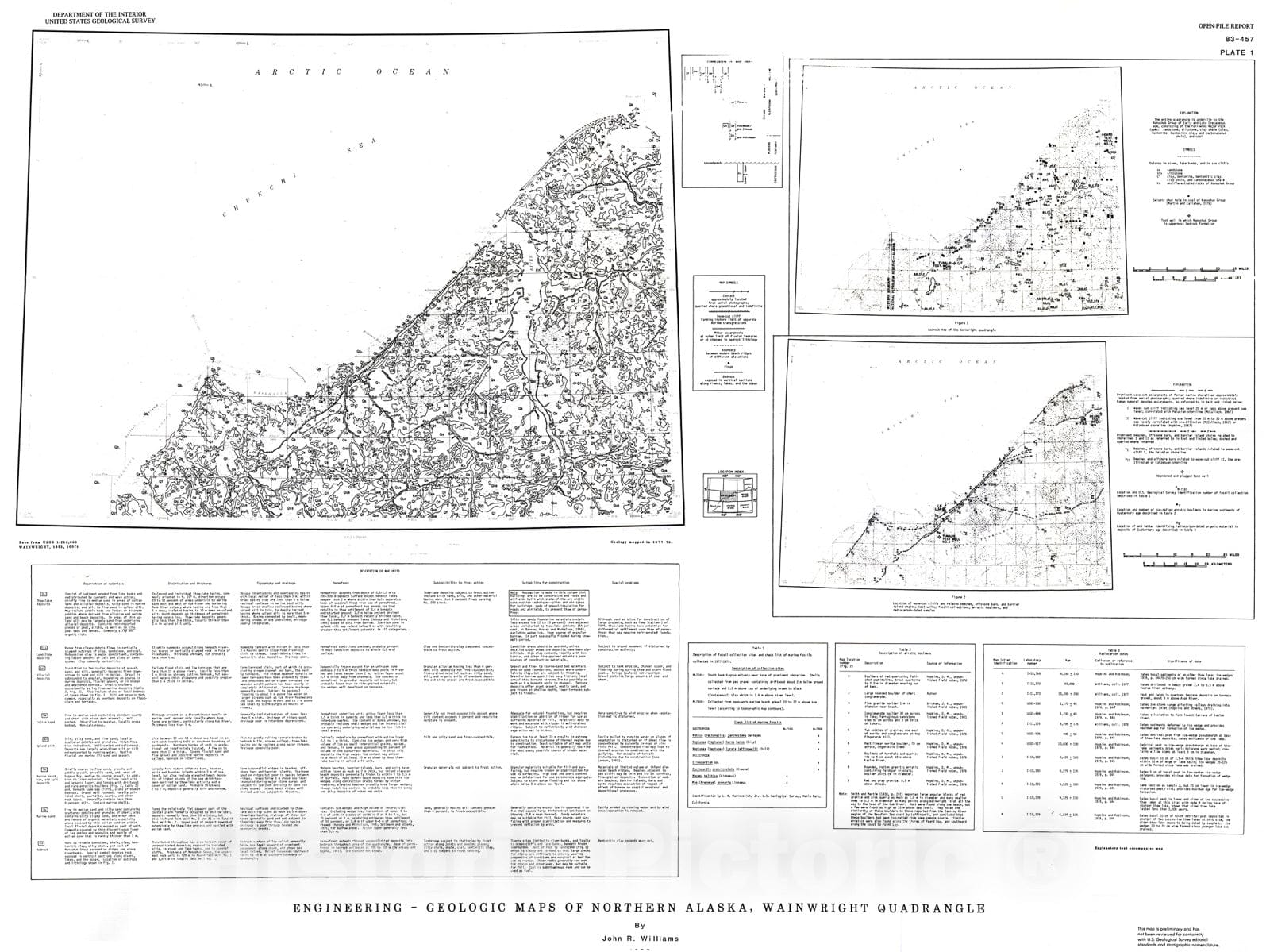 Map : Engineering - geologic maps of northern Alaska, Wainwright quadrangle, 1983 Cartography Wall Art :