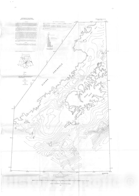Map : Marine free-air gravity map of the western Gulf of Alaska, Lower Cook Inlet, and Shelikof Strait, Alaska, 1983 Cartography Wall Art :