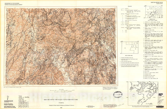 Map : Geologic map of the Challis one degree X two degree quadrangle, Idaho, one983 Cartography Wall Art :
