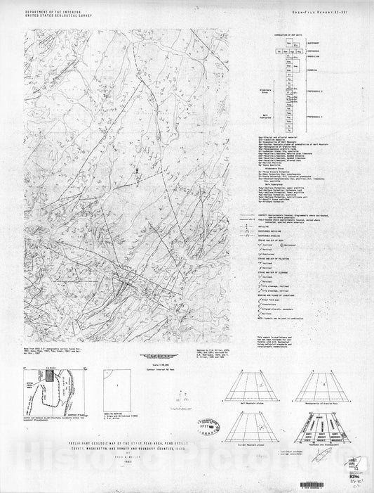 Map : Preliminary geologic map of the Gypsy Peak area, Pend Oreille County, Washington, and Bonner and Boundary Counties, Idaho, 1983 Cartography Wall Art :