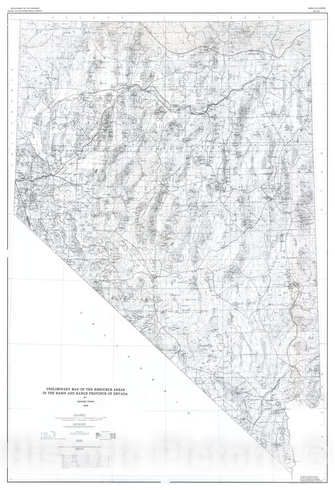 Map : Preliminary map of the resource areas in the Basin and Range Province of Nevada, 1983 Cartography Wall Art :