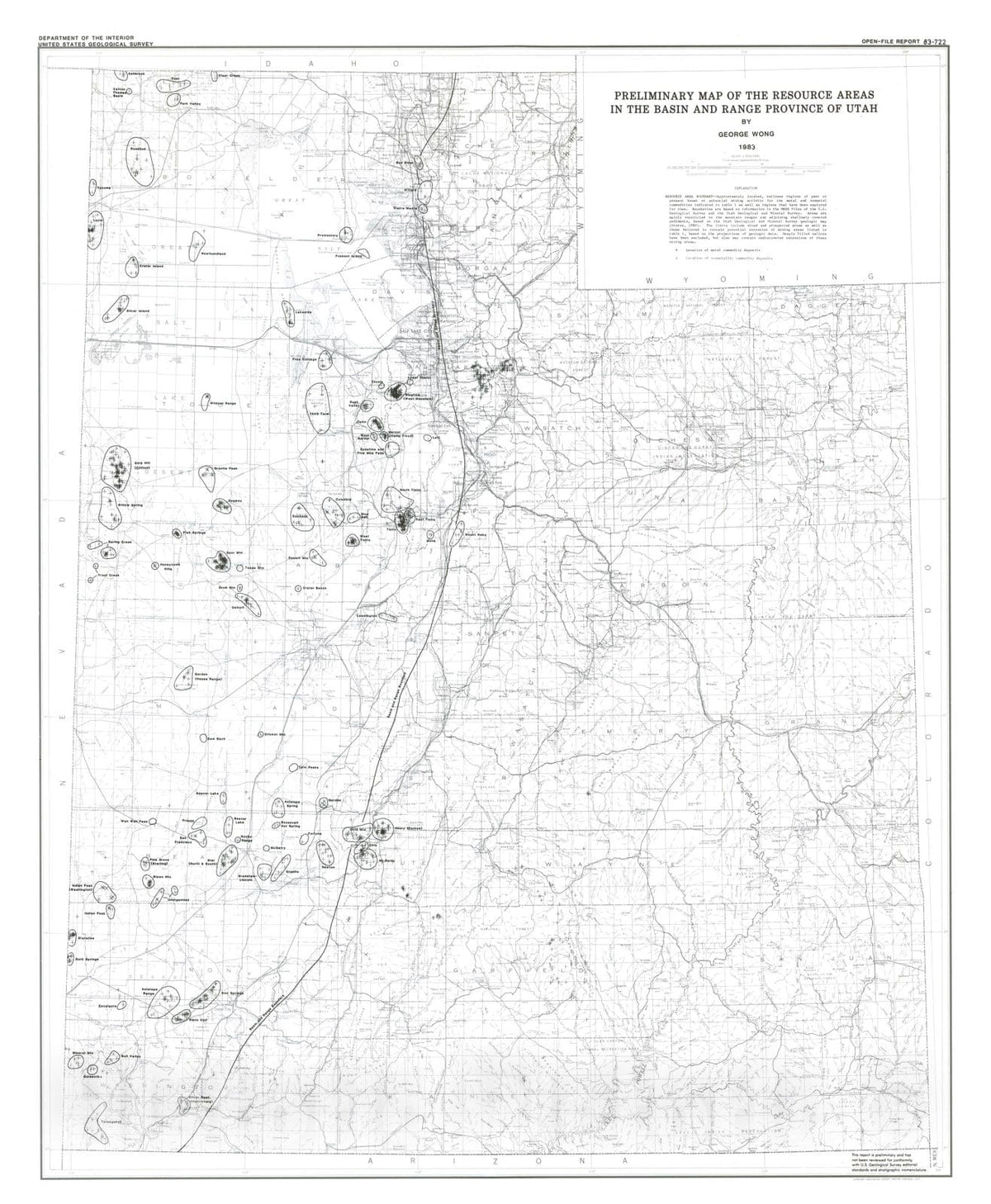 Map : Preliminary map of the resource areas in the Basin and Range Province of Utah, 1983 Cartography Wall Art :