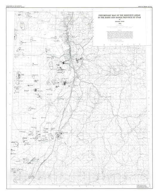 Map : Preliminary map of the resource areas in the Basin and Range Province of Utah, 1983 Cartography Wall Art :