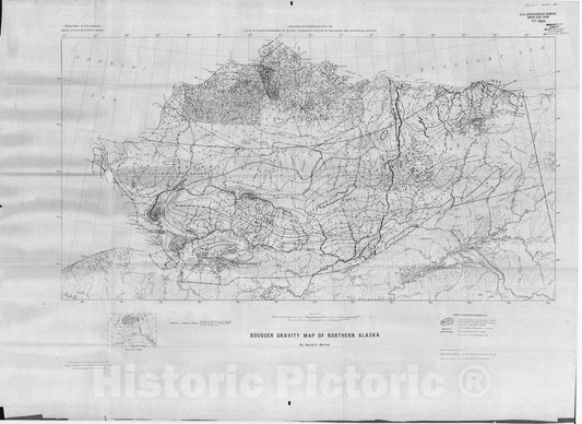 Map : Bouguer gravity map of northern Alaska, 1977 Cartography Wall Art :