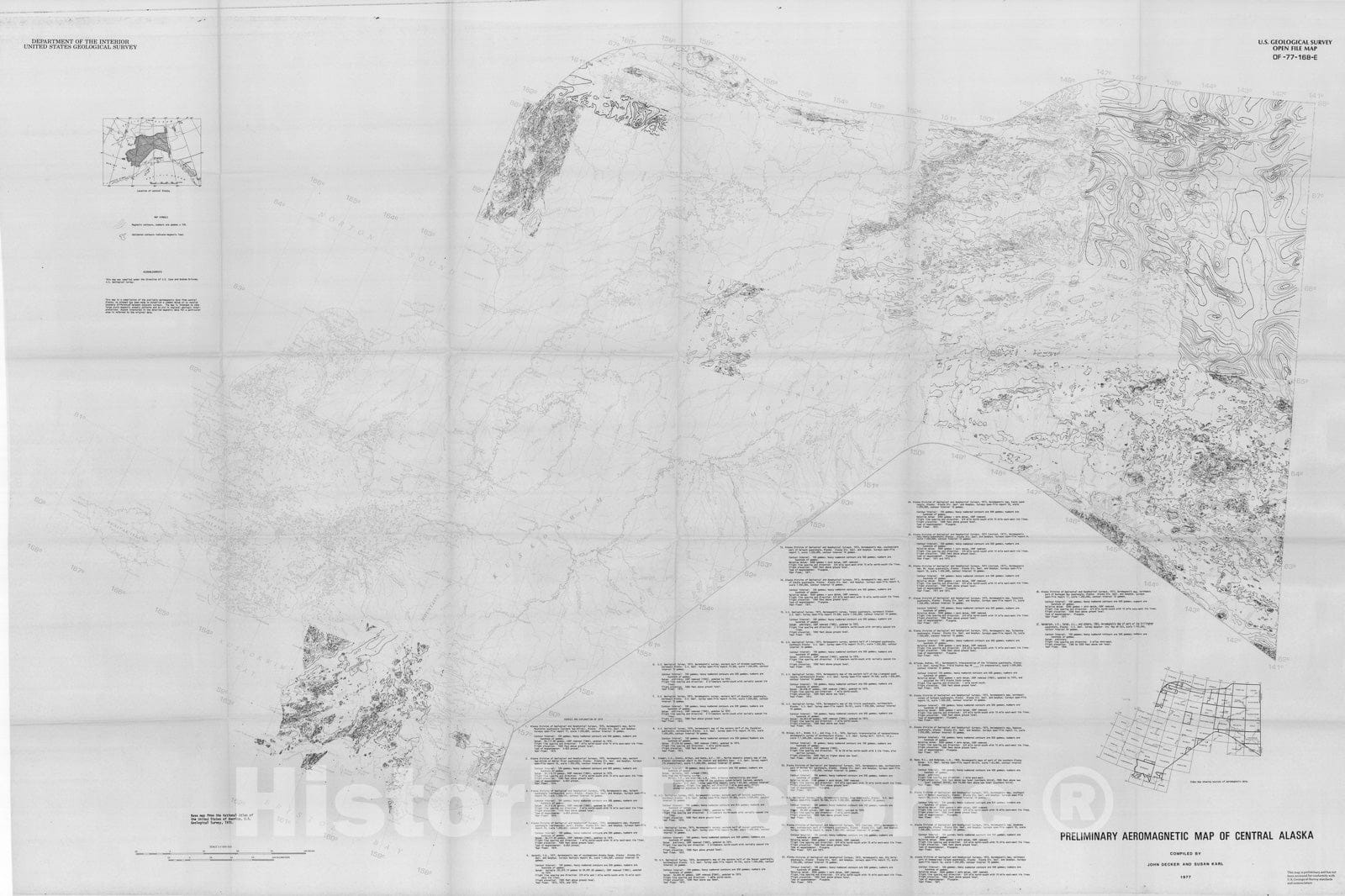 Map : Preliminary aeromagnetic map of central Alaska, 1977 Cartography Wall Art :