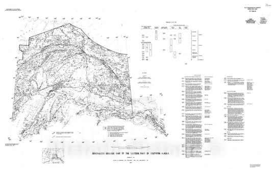 Map : Generalized geologic map of the eastern part of southern Alaska, 1977 Cartography Wall Art :