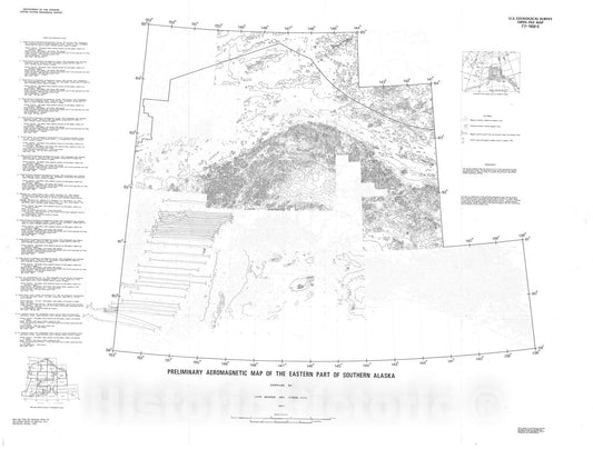 Map : Preliminary aeromagnetic map of the eastern part of southern Alaska, 1977 Cartography Wall Art :
