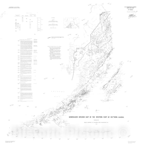 Map : Generalized geologic map of the western part of southern Alaska, 1977 Cartography Wall Art :