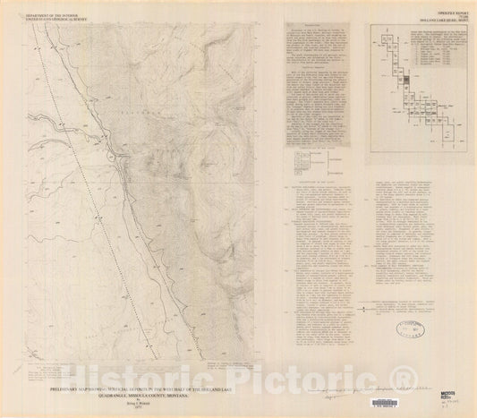 Map : Preliminary map showing surficial deposits in the west half of the Holland Lake quadrangle, Missoula County, Montana, 1977 Cartography Wall Art :