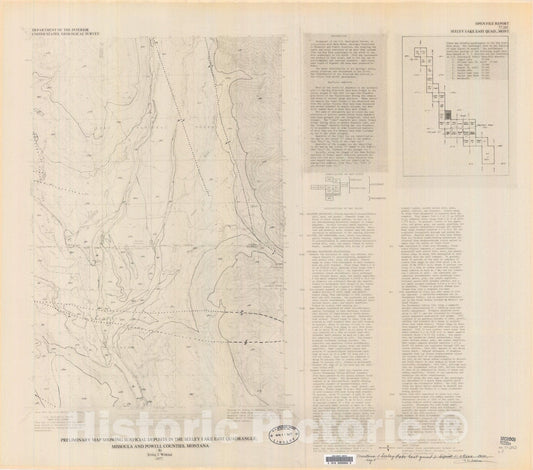 Map : Preliminary map showing surficial deposits in the Seeley Lake East quadrangle, Missoula and Powell Counties, Montana, 1977 Cartography Wall Art :