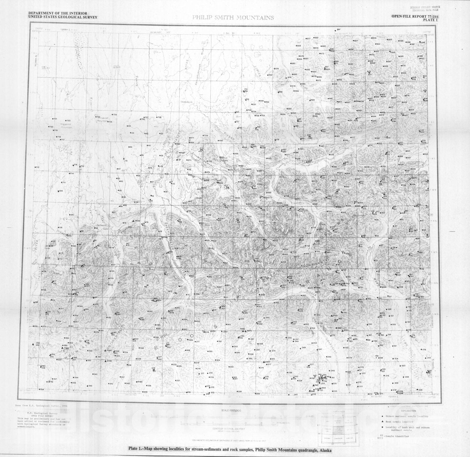Map : A listing and statistical summary of spectrographic and chemical analysis of stream-sediment and rock samples from the Philip Smit, 1977 Cartography Wall Art :
