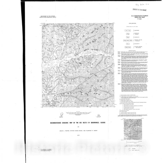Map : Reconnaissance geologic map of the Big Delta C-4 quadrangle, Alaska, 1977 Cartography Wall Art :