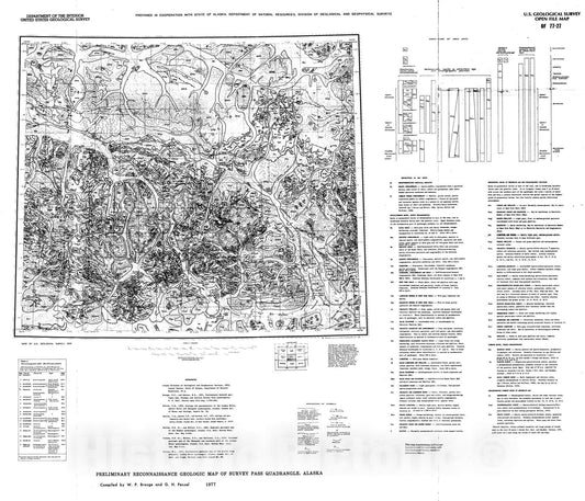 Map : Preliminary reconnaissance geologic map of Survey Pass quadrangle, Alaska, 1977 Cartography Wall Art :