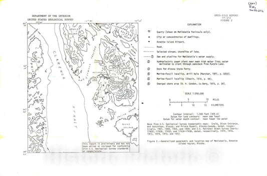Map : Reconnaissance engineering geology of the Metlakatla area, Annette Island, Alaska, with emphasis on evaluation of earthquakes and other geologic hazards, 1977 Cartography Wall Art :