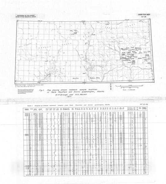 Map : Chemical analyses of stream-sediment samples from the Table Mountain and Arctic quadrangles, northern Alaska, 1977 Cartography Wall Art :