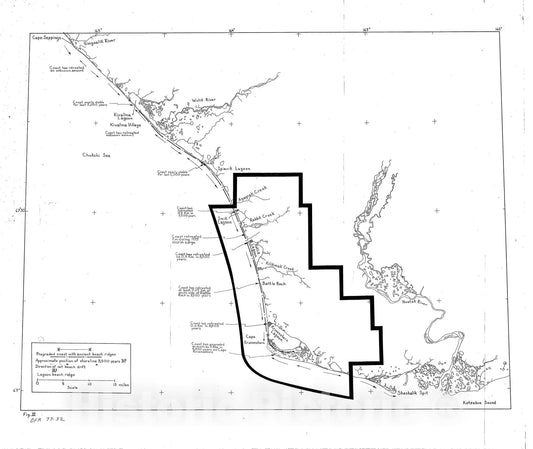 Map : Coastal processes and coastal erosional hazards to the Cape Krusenstern archaeological site, 1977 Cartography Wall Art :