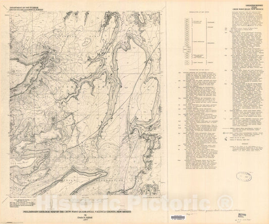 Map : Preliminary geologic map of the Crow Point quadrangle, Valencia County, New Mexico, 1977 Cartography Wall Art :