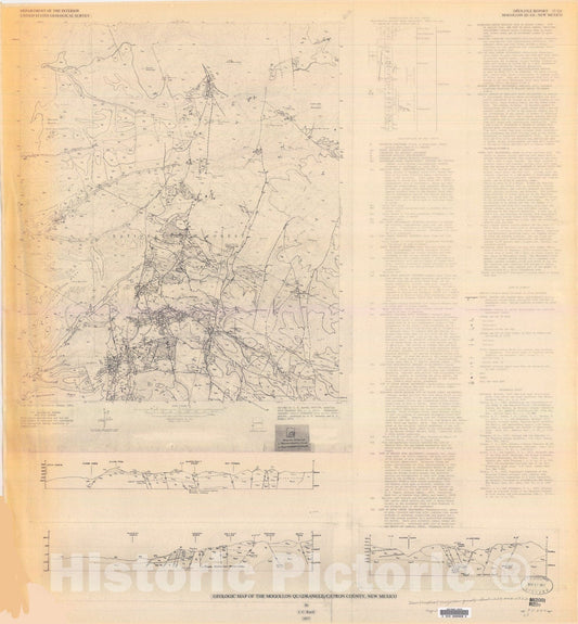Map : Geologic map of the Mogollon quadrangle, Catron County, New Mexico, 1977 Cartography Wall Art :
