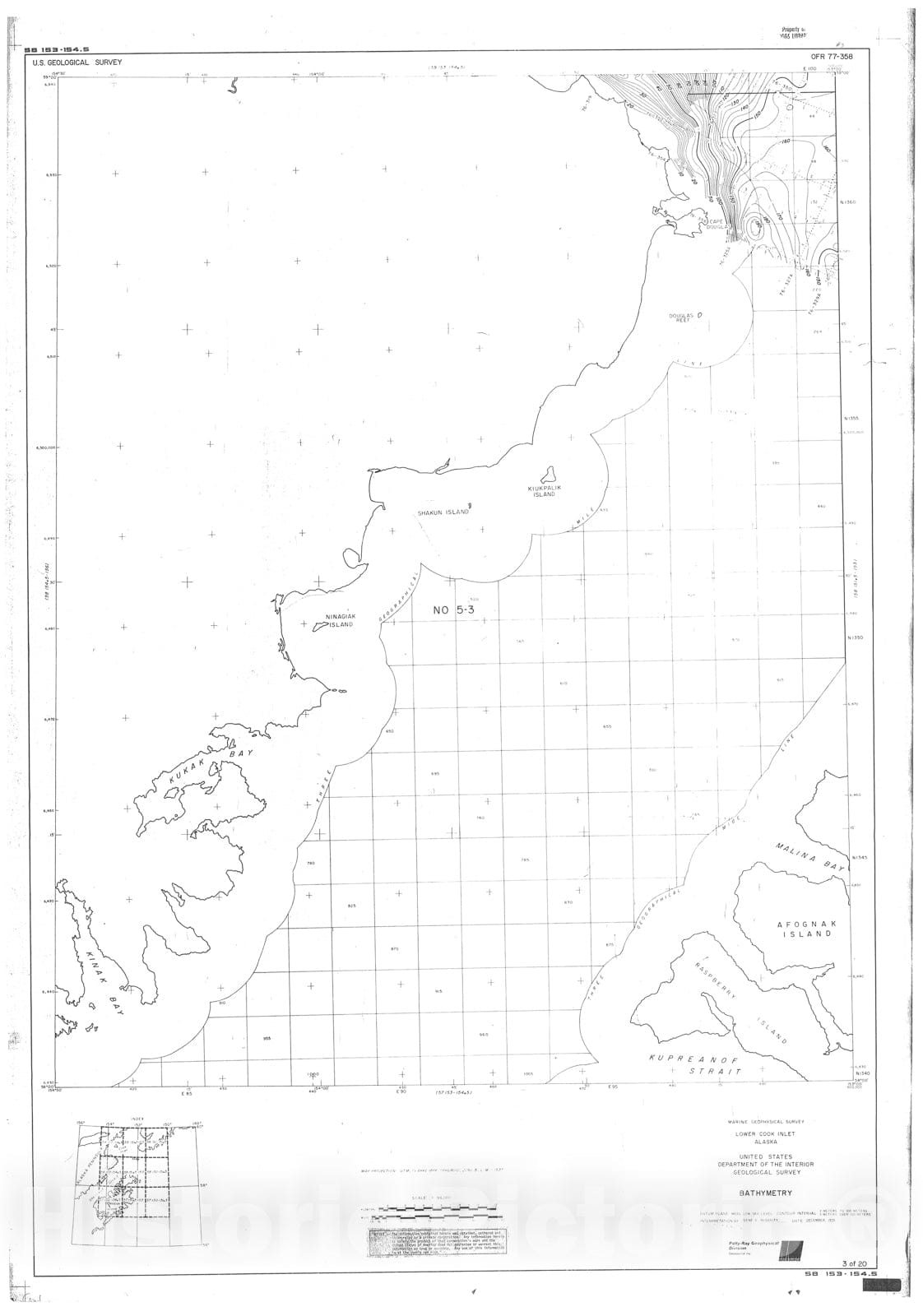 Map : Marine high resolution geophysical survey, lower Cook Inlet, Alaska, 1977 Cartography Wall Art :