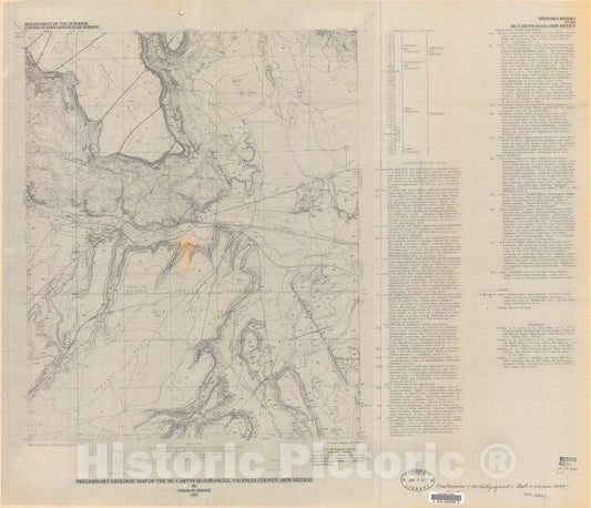 Map : Preliminary geologic map of the McCartys quadrangle, Valencia County, New Mexico, 1977 Cartography Wall Art :