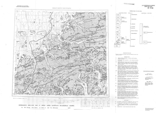 Map : Generalized geologic map of Philip Smith Mountains, quadrangle, Alaska, 1977 Cartography Wall Art :