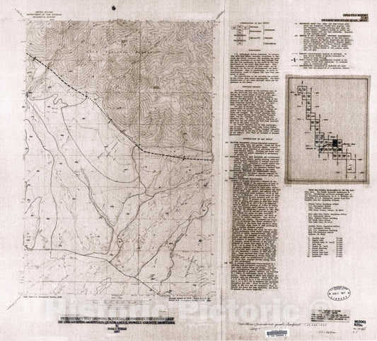 Map : Preliminary map showing surficial deposits in the south half of the Ovando Mountain quadrangle, Powell County, Montana, 1977 Cartography Wall Art :