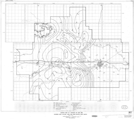 Map : Preliminary report on the coal resources of the Dickinson area, Billings, Dunn, and Stark Counties, North Dakota, 1977 Cartography Wall Art :